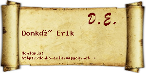 Donkó Erik névjegykártya